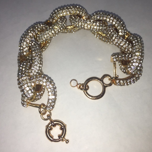 Classic Pavé Link Bracelet Chunky Gold CZ - Picture 2 of 8